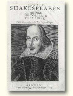 Title page of the First Folio 1623 (by permission of the Shakespeare Birthplace Trust)